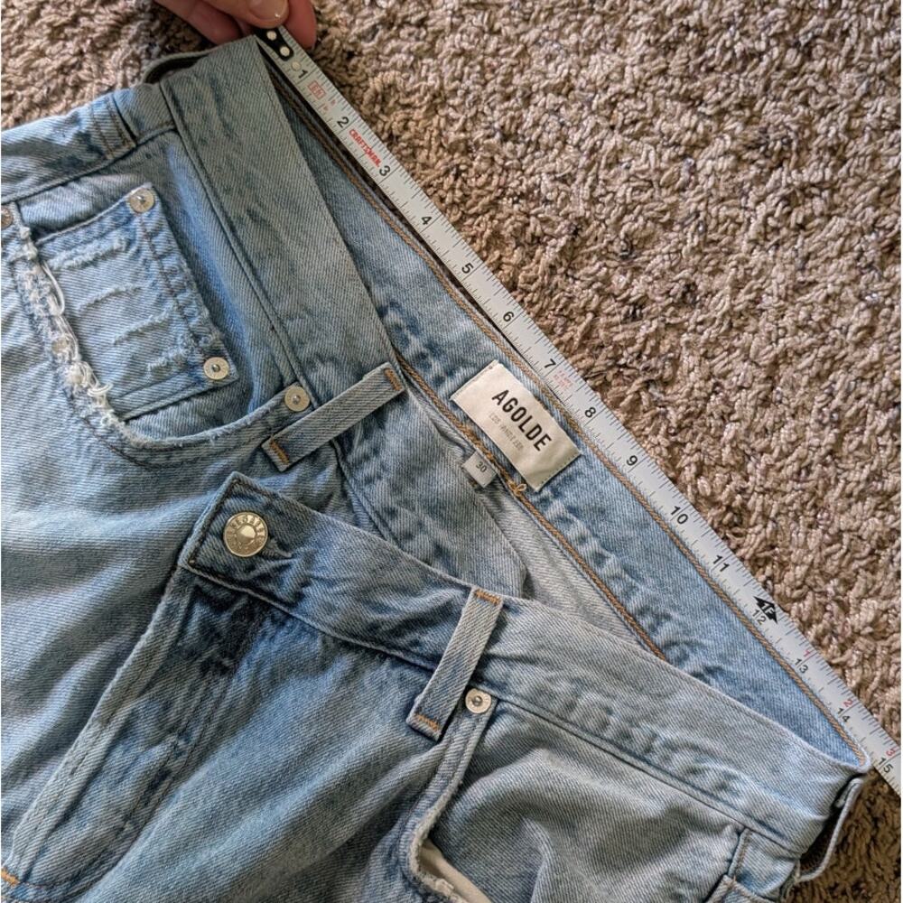 Agolde Light Blue Criss Cross Wired Cotton High-rise Straight Jeans, size 30 - Picture 7 of 10